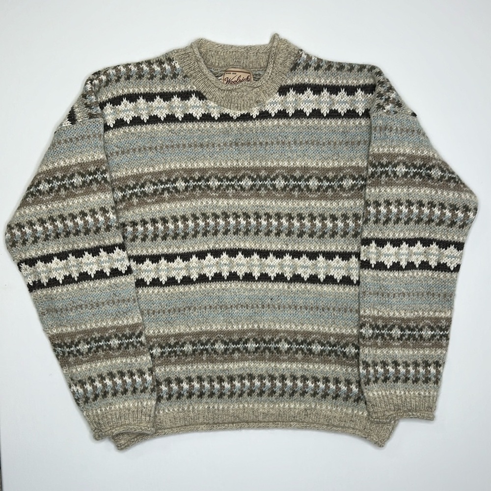 Woolrich Striped Crew Neck Sweater - Beige, Gray, Black